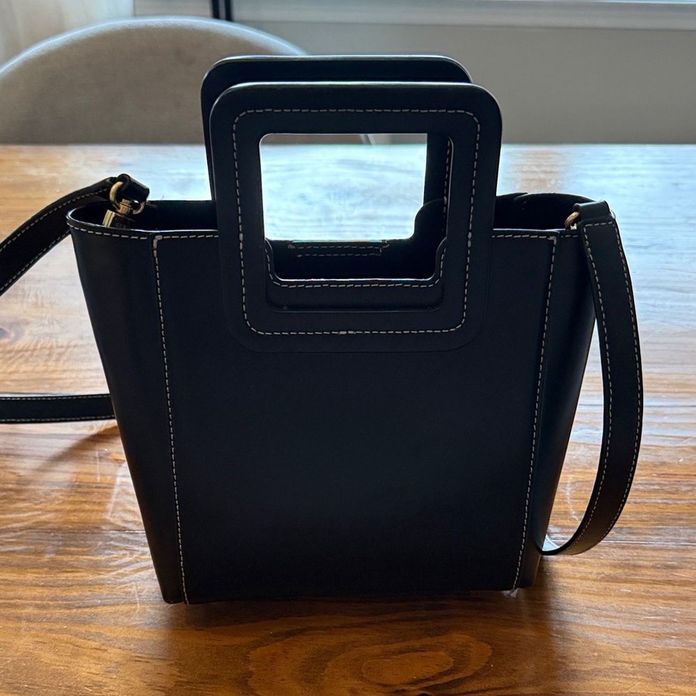 STAUD small Black Handbag with Square Handle
